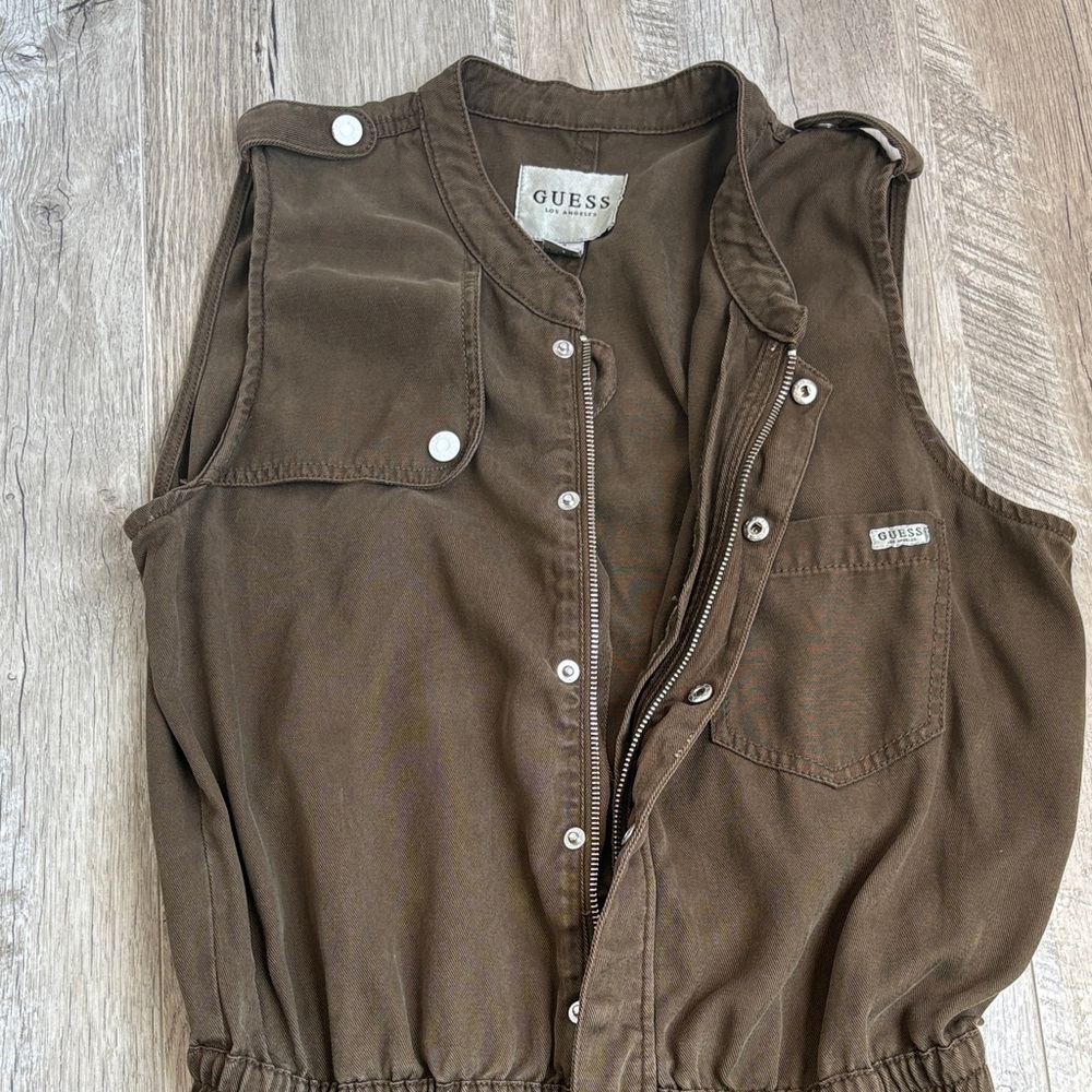 Guess Army Green Utility Sleeveless Jumpsuit - Picture 2 of 11